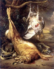 Toter Hase und Rebhühner, 1702 von Jan Weenix | Gemälde-Reproduktion