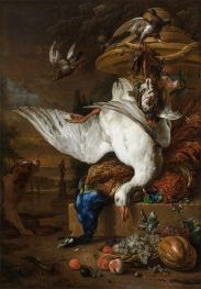 Dead Goose and Peacock, 1718 by Jan Weenix | Painting Reproduction