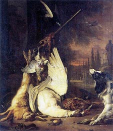 Dead Game and Springer Spaniel, c.1710/15 by Jan Weenix | Painting Reproduction