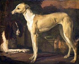 Portrait of Hazewindhond and a Young Partridge Dog | Jan Weenix | Gemälde Reproduktion