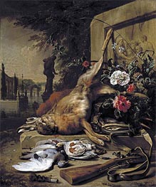 Game Still Life with Hare, 1703 by Jan Weenix | Painting Reproduction