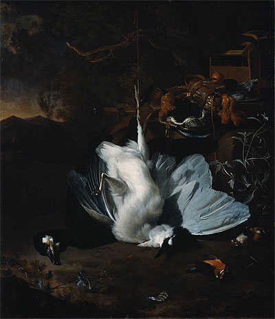 Dead Birds and Hunting Equipment in a Landscape, undated | Jan Weenix | Painting Reproduction