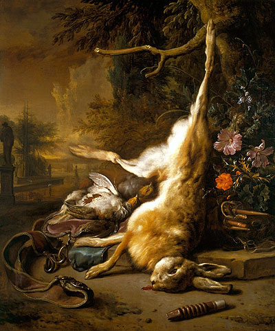 Dead Hare with Partridges with Instruments of the Chase, 1704 | Jan Weenix | Painting Reproduction