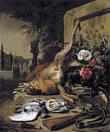 Jagdstilleben mit Hase | Jan Weenix | Gemälde Reproduktion