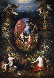 Cybele and the Seasons in a Garland of Fruit, b.1618 by Jan Bruegel the Elder | Painting Reproduction