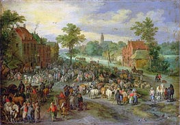 A Village Market, Undated by Jan Bruegel the Elder | Painting Reproduction