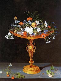 Flowers in a Golden Tazza, 1612 by Jan Bruegel the Elder | Painting Reproduction
