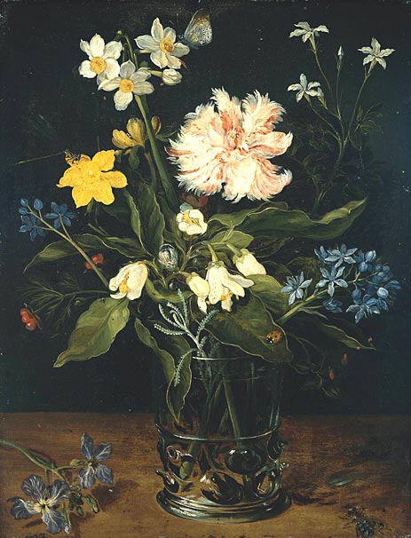 Stillleben mit Blumen in einem Glas, c.1578/25 | Jan Bruegel the Elder | Gemälde Reproduktion
