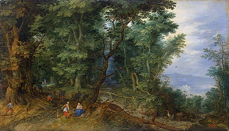 Wooden Landscape (The Rest on the Flight into Egypt), 1607 | Jan Bruegel the Elder | Painting Reproduction