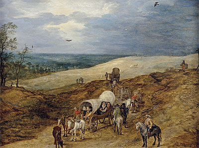 Landscape with Wagons, 1603 | Jan Bruegel the Elder | Painting Reproduction