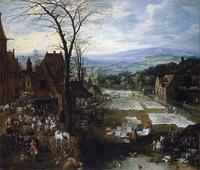 Flemish Market and Washing Place, c.1620 | Jan Bruegel the Elder | Gemälde Reproduktion