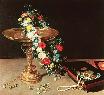 Still Life with a Wreath of Flowers, 1618 | Jan Bruegel the Elder | Painting Reproduction