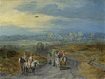 Travellers on a Country Road, Undated | Jan Bruegel the Elder | Painting Reproduction