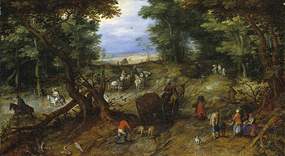 A Woodland Road with Travelers, 1607 | Jan Bruegel the Elder | Gemälde Reproduktion