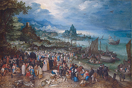 Harbour Scene with Christ preaching, 1598 | Jan Bruegel the Elder