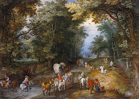 Lebhafter Waldweg, 1605 | Jan Bruegel the Elder