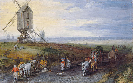 Windmühlen auf einer weiten Ebene, 1611 | Jan Bruegel the Elder