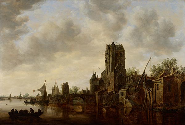 River Landscape with the Pellecussen Gate near Utrecht, 1648 | Jan van Goyen | Gemälde Reproduktion
