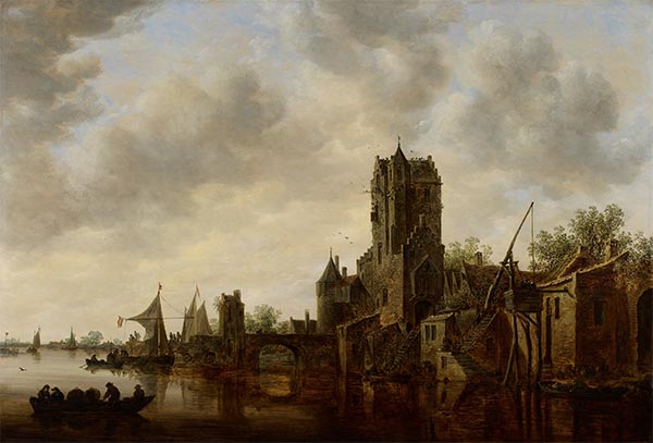 River Landscape with the Pellecussen Gate near Utrecht, 1648 by Jan van Goyen | Painting Reproduction