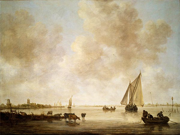 Riverscape with Fishermen, 1644 by Jan van Goyen | Painting Reproduction