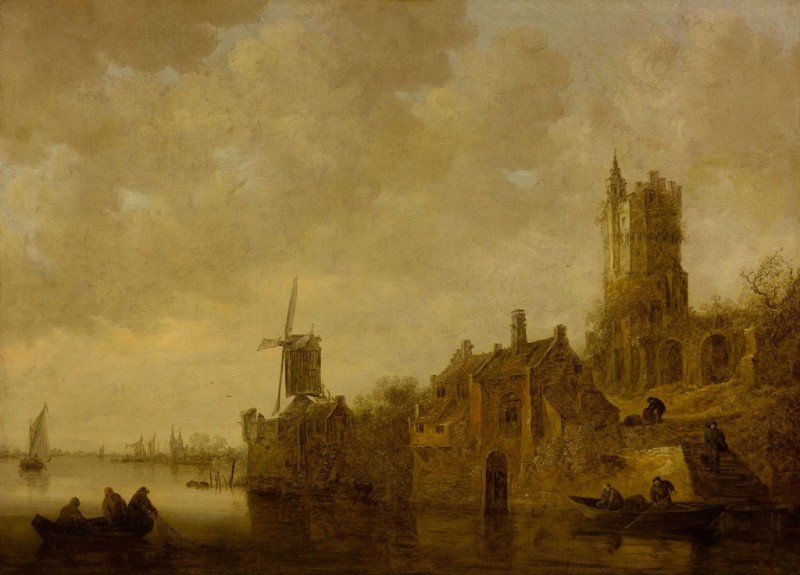Jan van Goyen | Flusslandschaft mit Mühle und Burgruine, 1644 Flusslandschaft mit Mühle und Burgruine, 1644 | Jan van Goyen