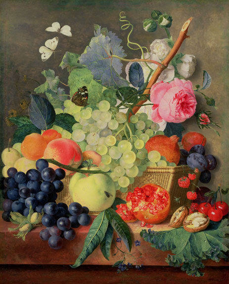 A Basket of Fruit, 1744 by Jan van Huysum | Painting Reproduction