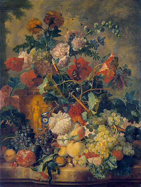 Flowers and Fruit, 1723 by Jan van Huysum | Painting Reproduction