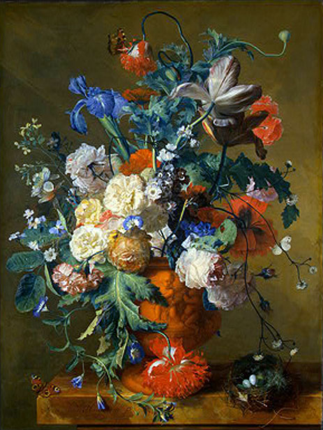 Flowers in an Urn, c.1720 by Jan van Huysum | Painting Reproduction