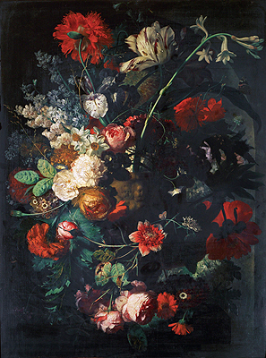 Vase mit Blumen auf einem Sockel | Jan van Huysum | Gemälde Reproduktion