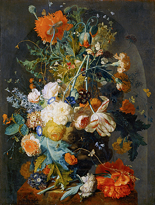 Blumen in einer Nische | Jan van Huysum | Gemälde Reproduktion