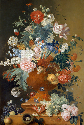 Blumen in einer Terrakottavase | Jan van Huysum | Gemälde Reproduktion