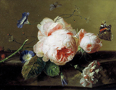 Still Life with Flowers and Butterfly, c.1735 | Jan van Huysum | Gemälde Reproduktion