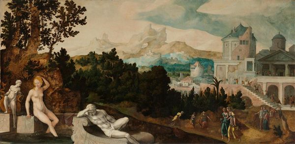 Landschaft mit Bathseba, c.1540/45 | Jan van Scorel | Gemälde Reproduktion