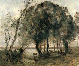 The Lake, 1861 by Corot | Painting Reproduction