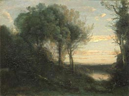 Evening, c.1850/60 by Corot | Painting Reproduction