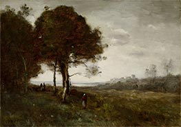 A Torrent at Romagnes, a.1862 by Corot | Painting Reproduction