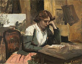 Junges Mädchen liest, c.1868 von Corot | Gemälde-Reproduktion