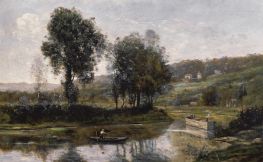 The Bend in the Seine at Port-Marly, 1872 by Corot | Painting Reproduction