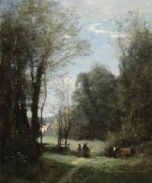 Das Maison Blanche von Servres, 1872 von Corot | Gemälde-Reproduktion
