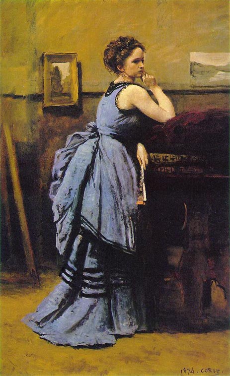 Dame in Blau, 1874 | Corot | Gemälde Reproduktion