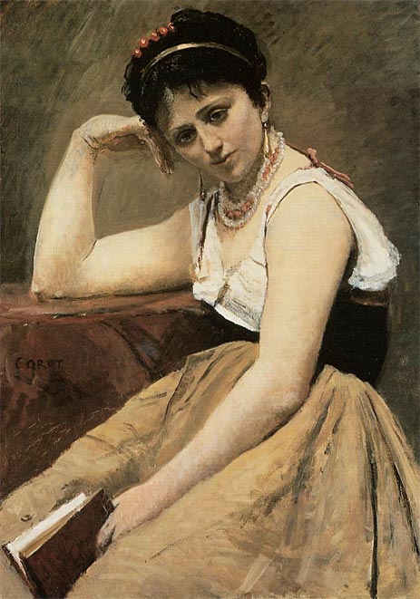 Unterbrochenes Lesen, c.1870 | Corot | Gemälde Reproduktion