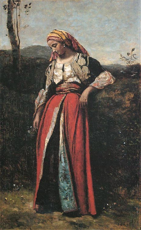 Pensive Oriental, c.1868/70 | Corot | Gemälde Reproduktion