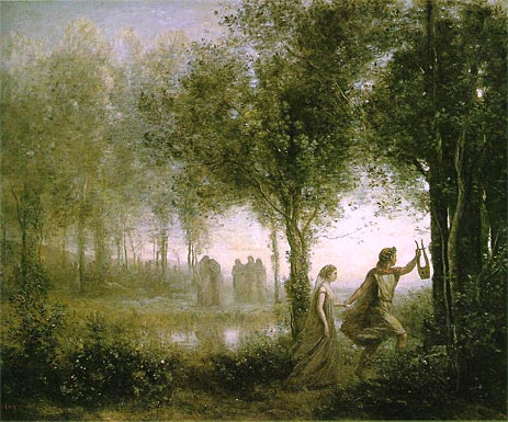 Orpheus Leading Eurydice from the Underworld, 1861 by Corot | Painting Reproduction