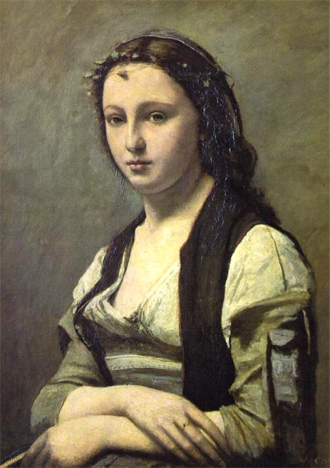 Frau mit Perle | Corot | Gemälde Reproduktion