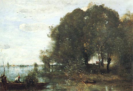 Wooded Peninsula, c.1865/68 | Corot | Gemälde Reproduktion