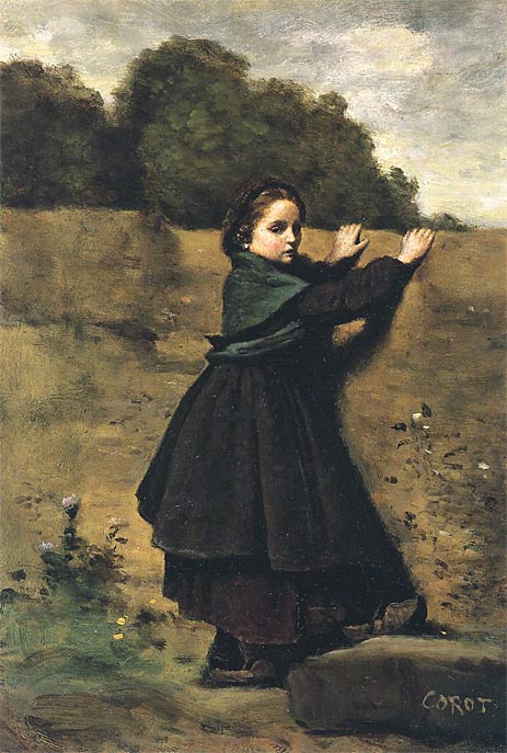 The Curious Little Girl, c.1860/64 by Corot | Painting Reproduction