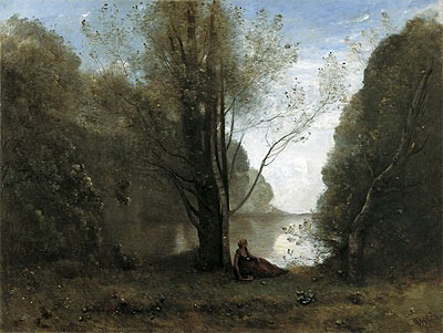 The Solitude. Recollection of Vigen, Limousin, 1866 | Corot | Gemälde Reproduktion
