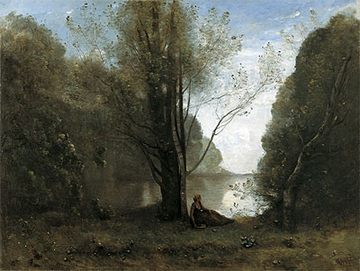 The Solitude. Recollection of Vigen, Limousin, 1866 by Corot | Painting Reproduction