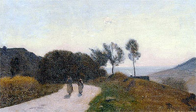 A Road in the Countryside, Near Lake Leman, c.1845/55 | Corot | Gemälde Reproduktion