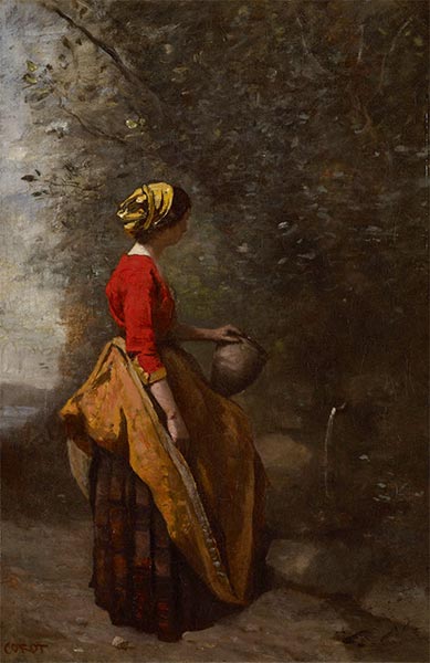Peasant Girl at the Spring, c.1860/65 | Corot | Painting Reproduction